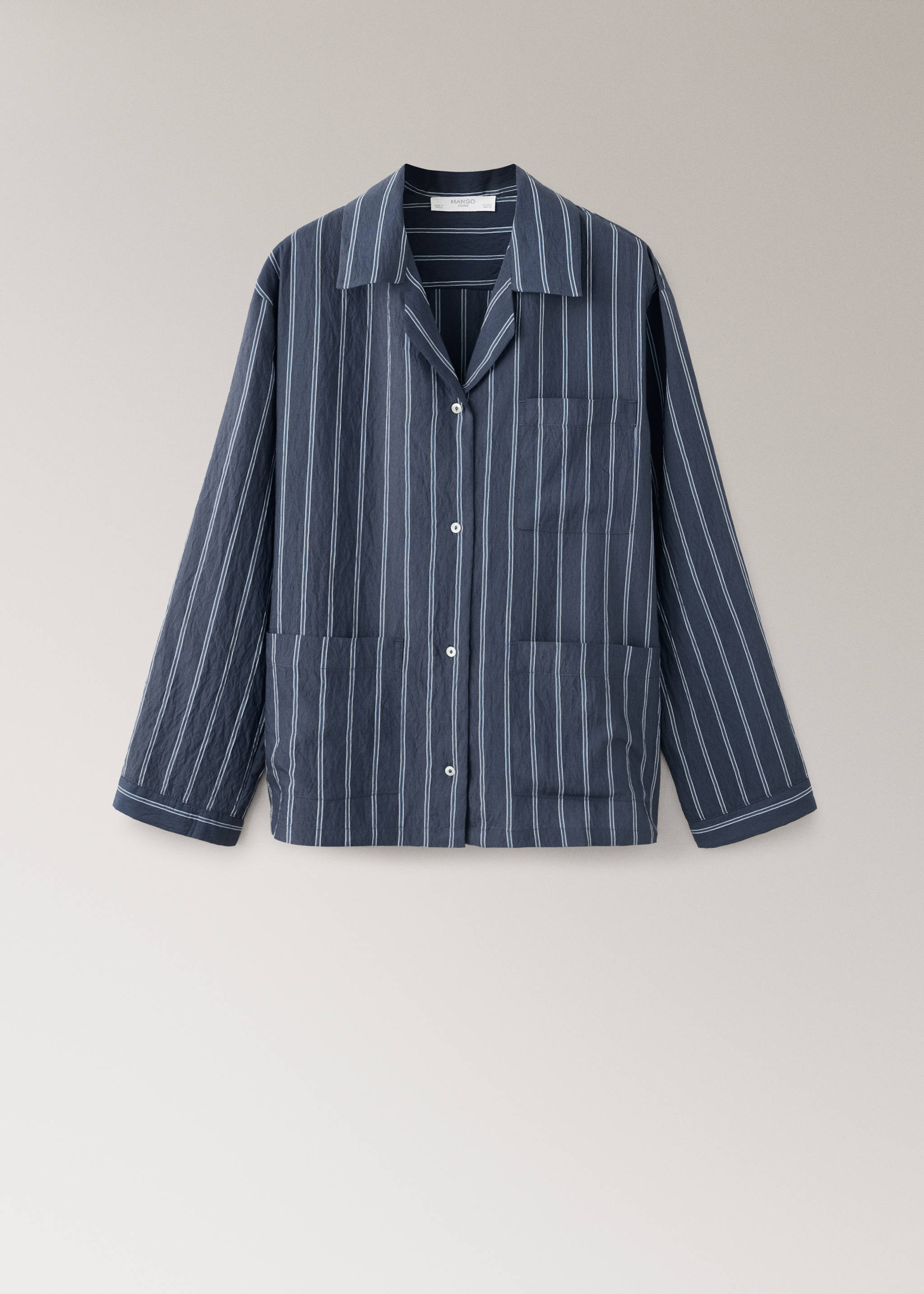 Striped pyjama shirt with front pocket - Article without model