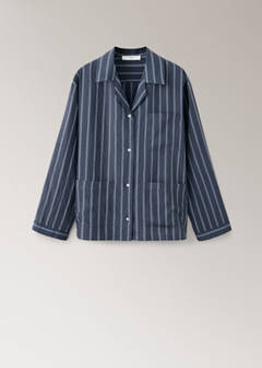 Striped pyjama shirt with front pocket — Navy 6