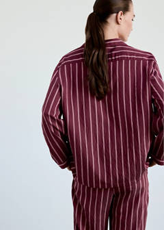 Striped pyjama shirt with front pocket — Burgundy 3