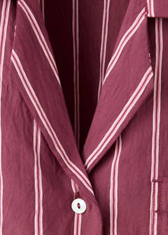 Striped pyjama shirt with front pocket — Burgundy 7