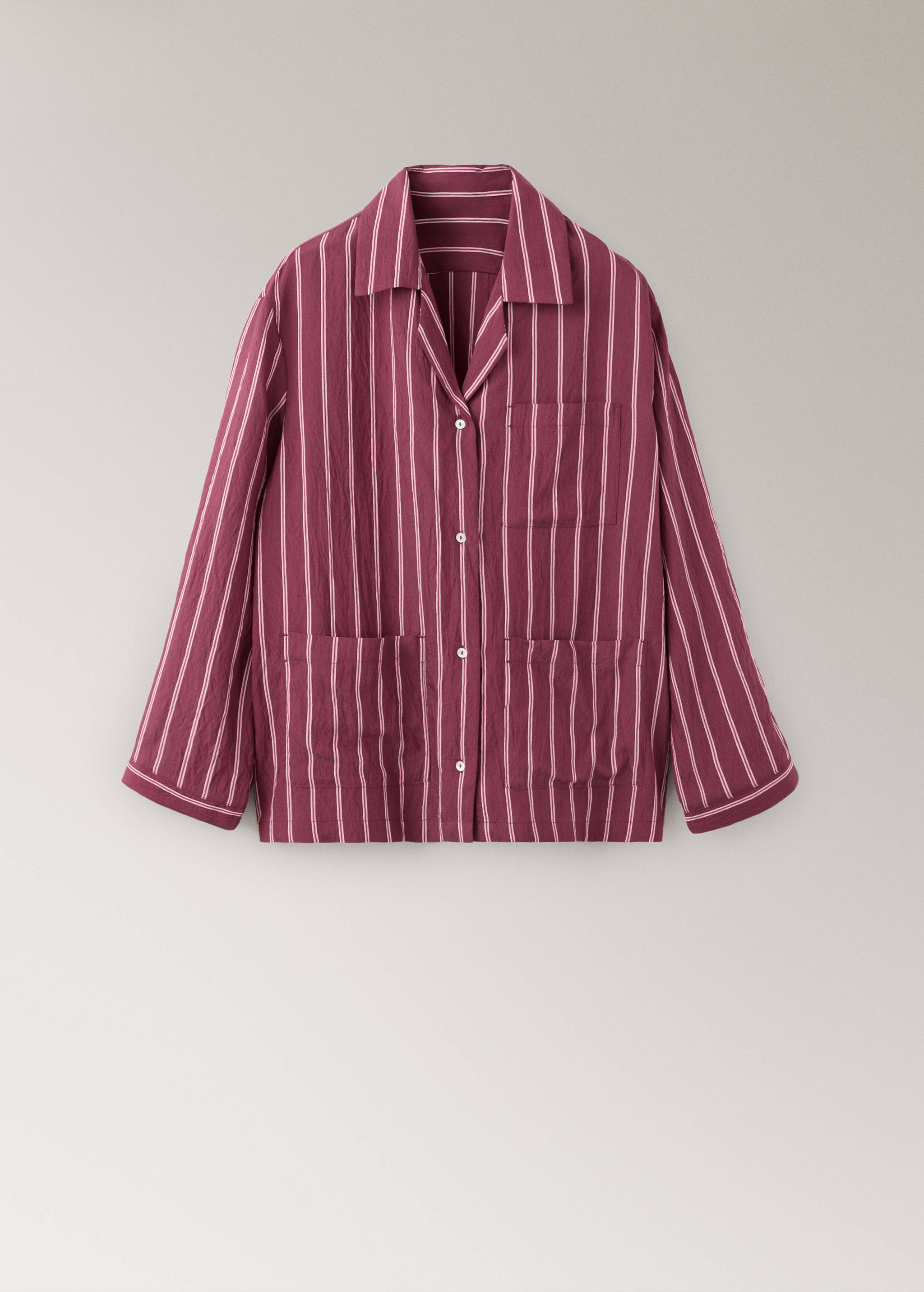 Striped pyjama shirt with front pocket - Article without model