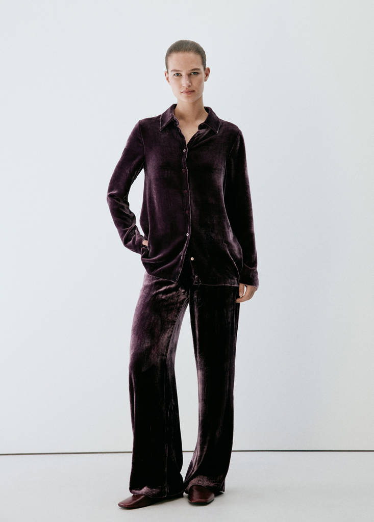 Silk velvet shirt — Purple