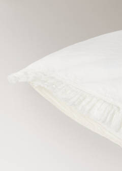 Two washed cotton pillowcases with frayed gauze frill 60x60cm — Ecru 1