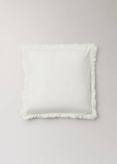 Two washed cotton pillowcases with frayed gauze frill 60x60cm — Ecru 4