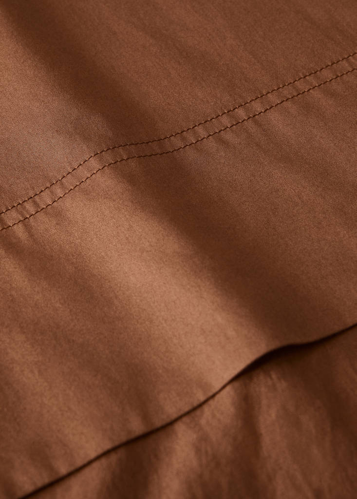 Top sheet in cotton satin for a 180/200cm bed — Caramel