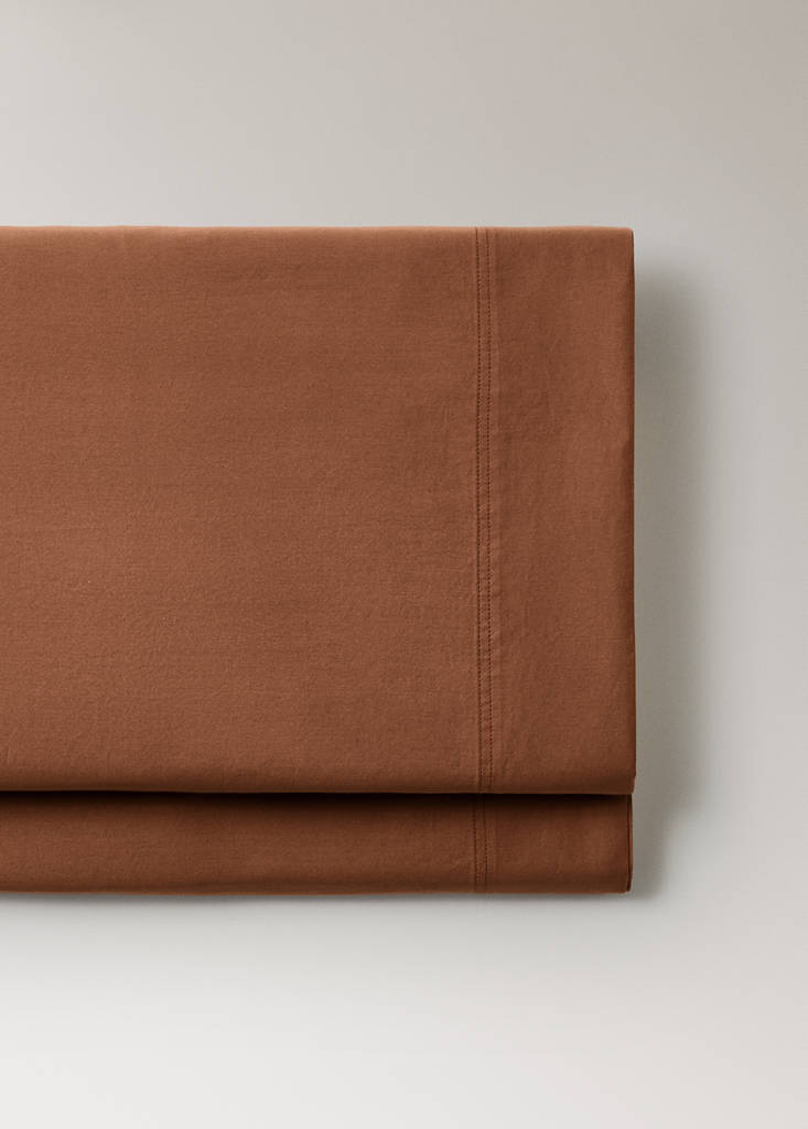 Top sheet 100% cotton sateen Bed 135/140 cm — Caramel