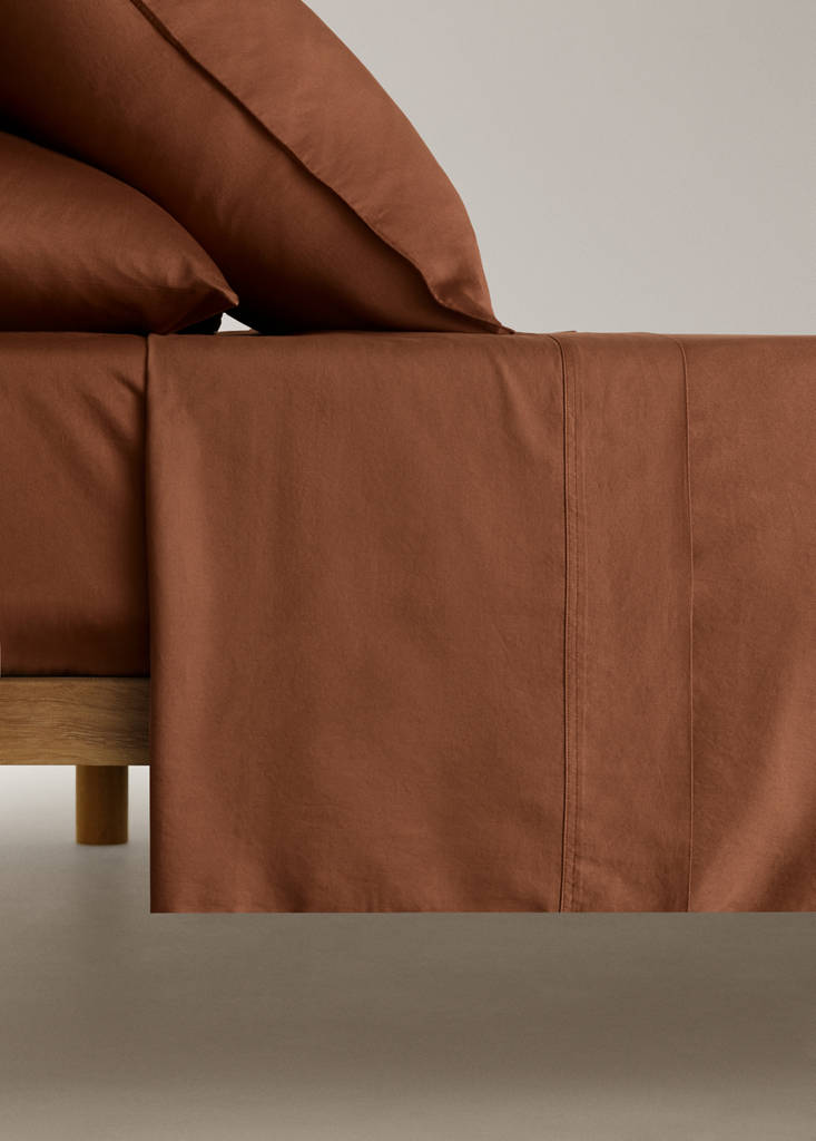 Top sheet 100% cotton sateen Bed 135/140 cm — Caramel