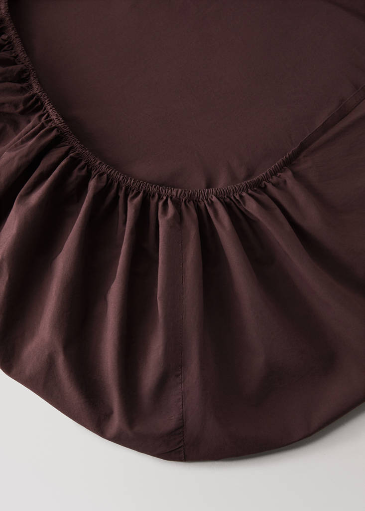 Fitted sheet 100% cotton poplin Bed 90 cm — Burgundy