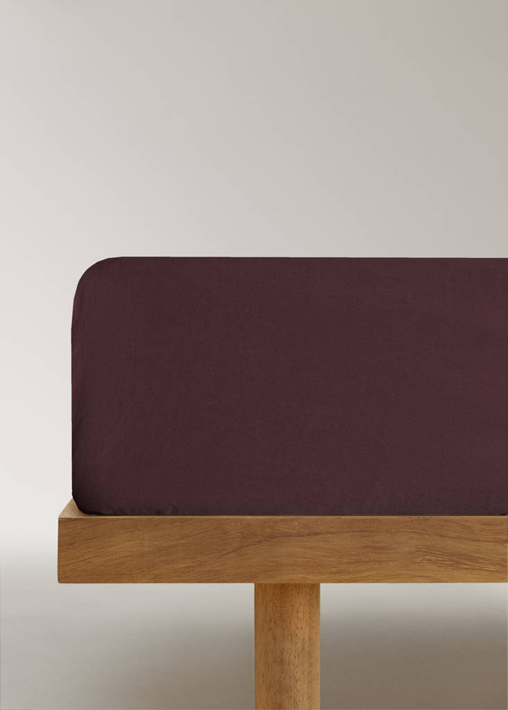 Fitted sheet 100% cotton poplin Bed 90 cm — Burgundy