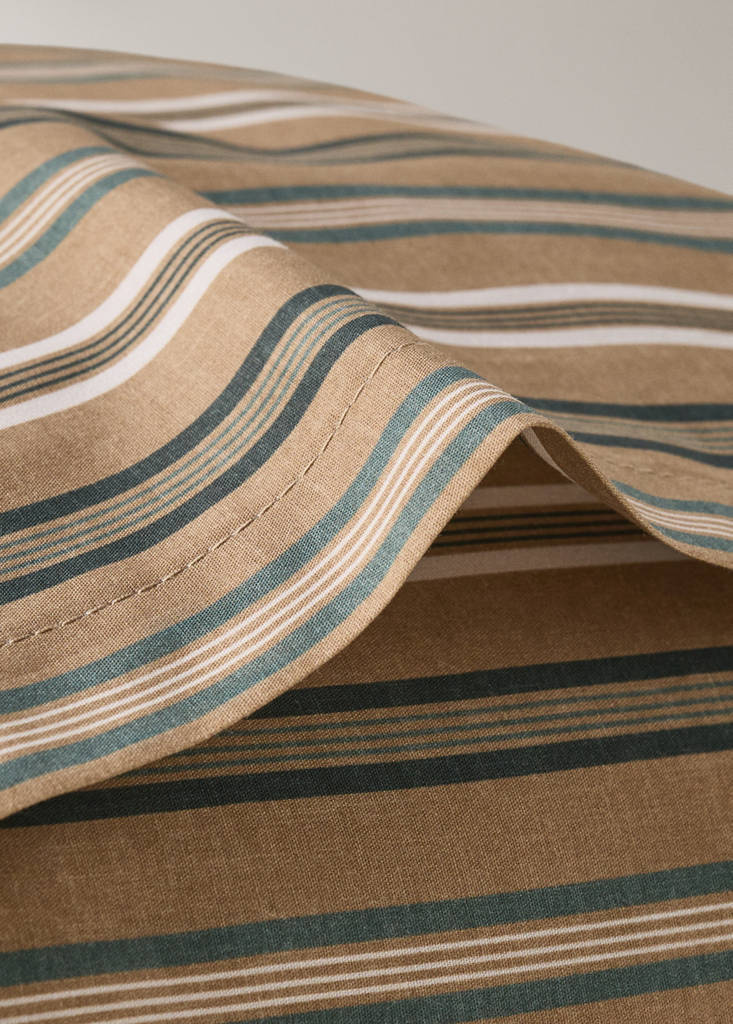Pack of 2 cotton percale striped pillowcases 50x75 cm — Tobacco Brown