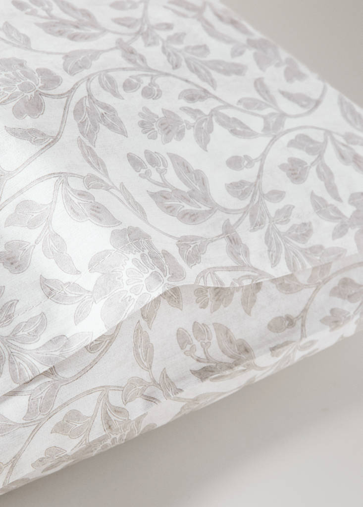 Pack of 2 cotton floral pillowcases 50x75 cm — Ecru