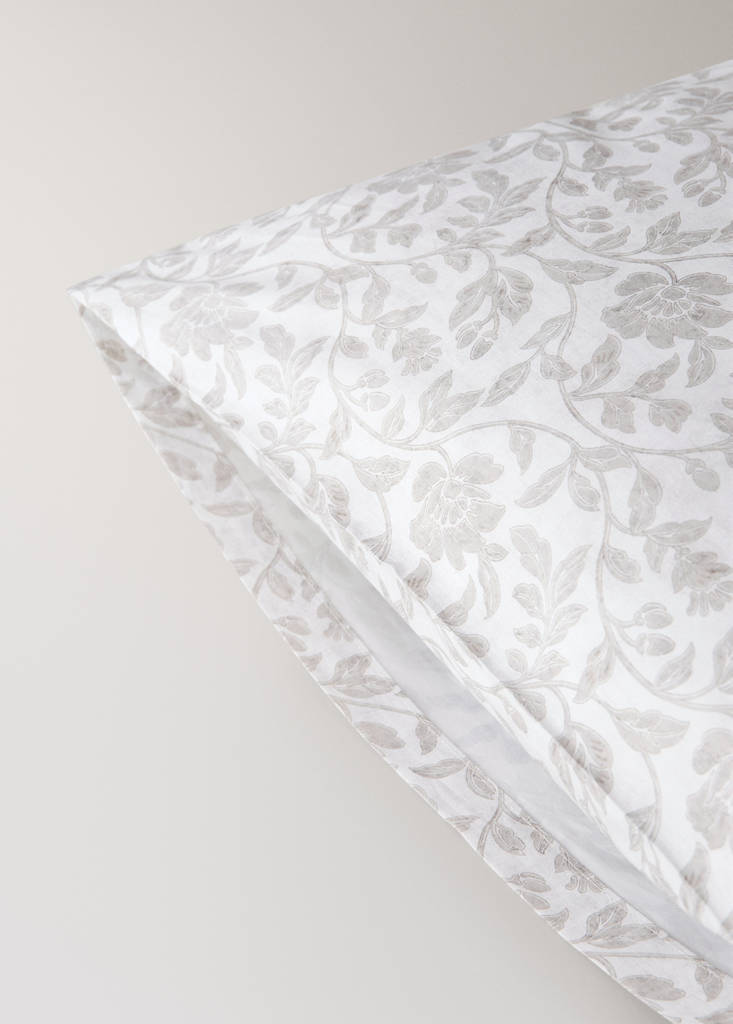 Pack of 2 cotton floral pillowcases 50x75 cm — Ecru