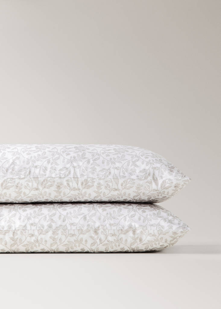 Pack of 2 cotton floral pillowcases 50x75 cm — Ecru
