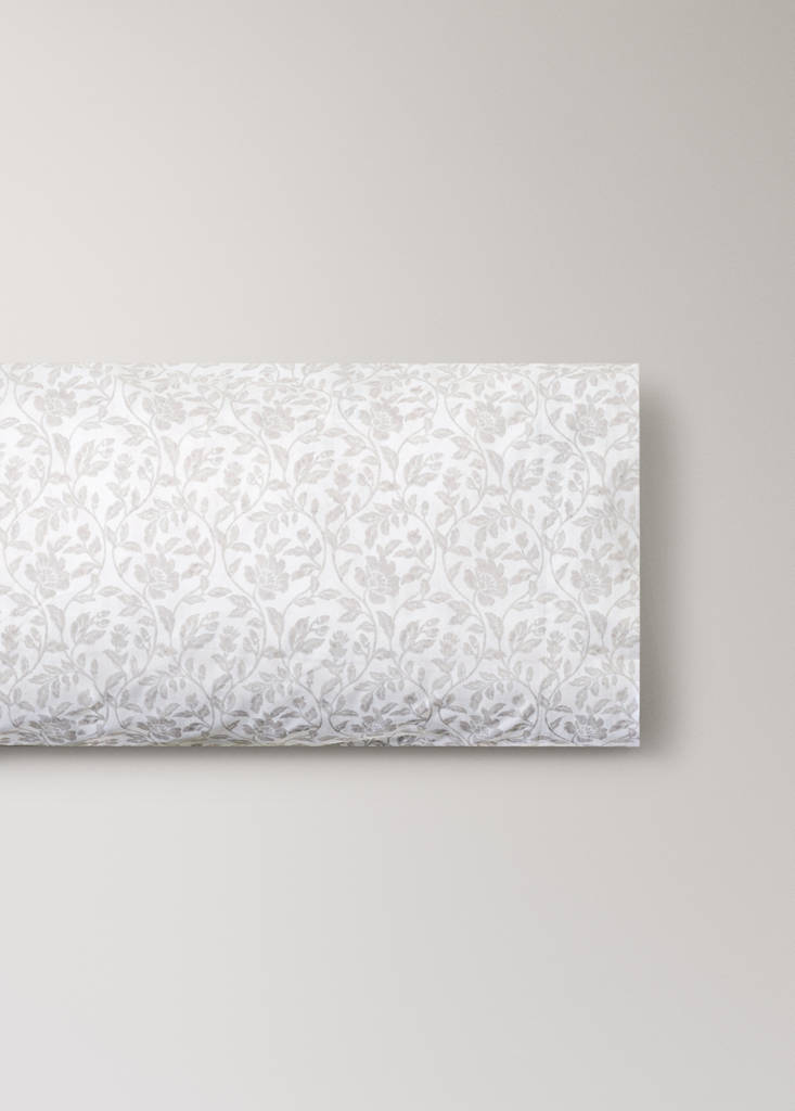 Floral-print pillow case 45x110cm — Ecru