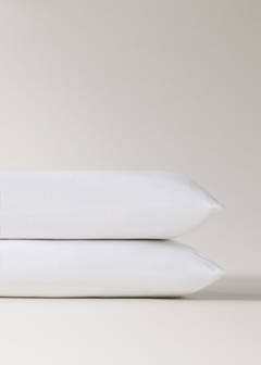 Two cotton pillowcases with satin border and contrasting piping, 50 x 75 cm — Ecru 3