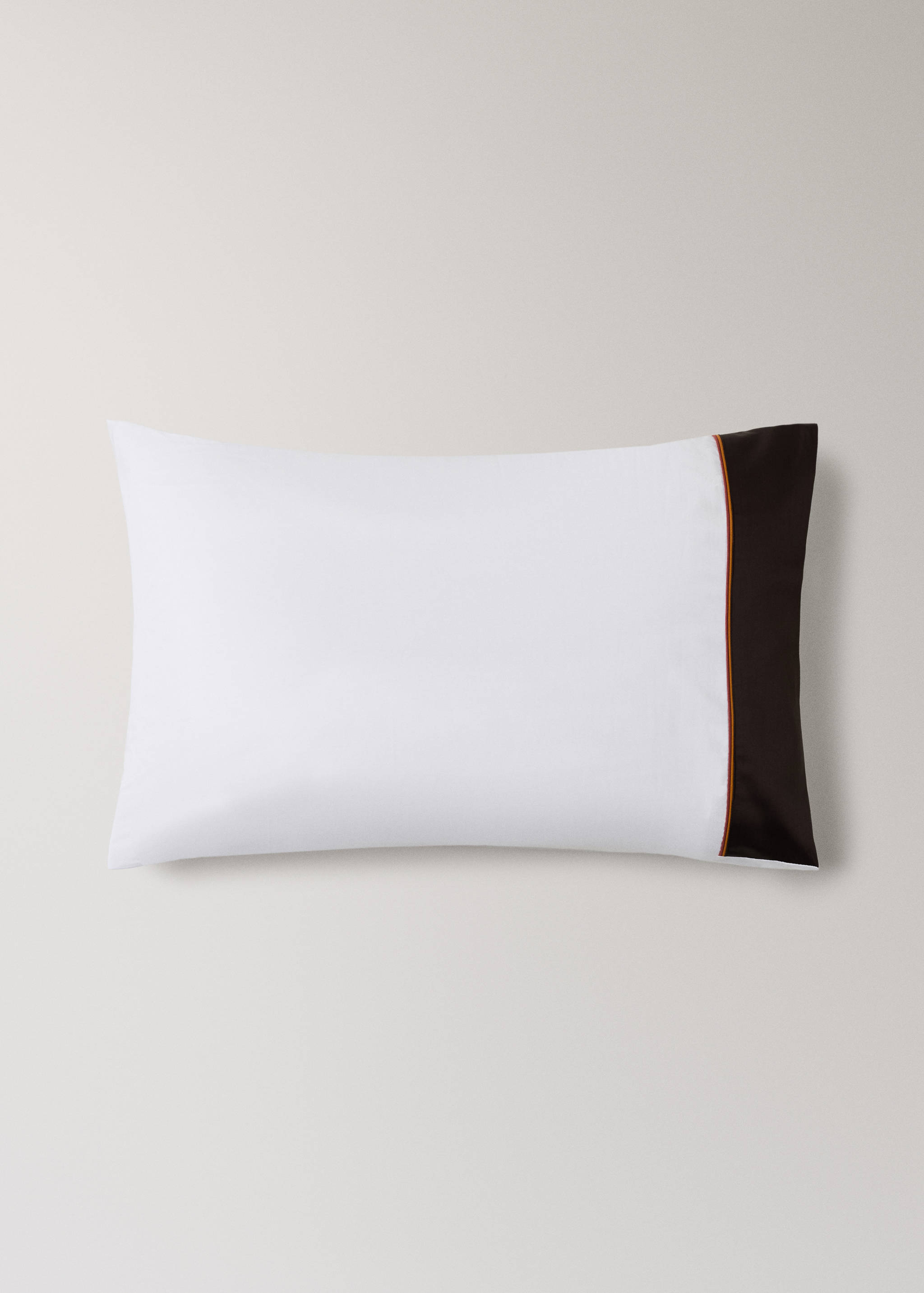 Two cotton pillowcases with satin border and contrasting piping, 50 x 75 cm - Article without model