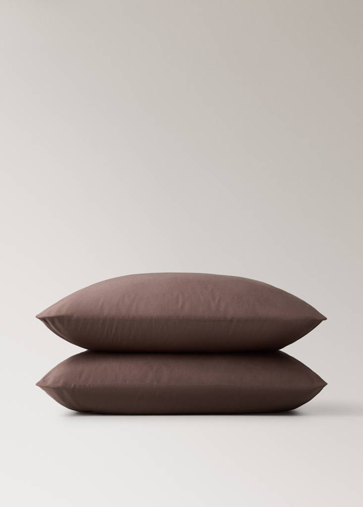 Two cotton percale pillowcases 60x60cm — Brown