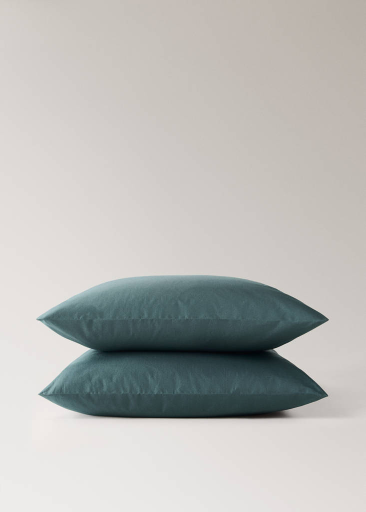 Two cotton percale pillowcases 60x60cm — Green