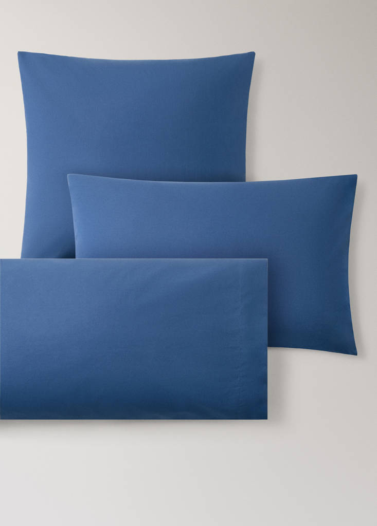Two cotton percale pillowcases 60x60cm — Indigo Blue