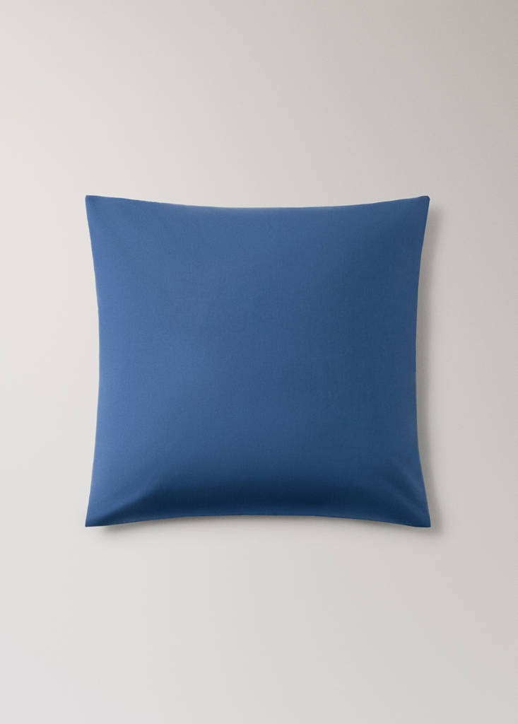 Two cotton percale pillowcases 60x60cm — Indigo Blue