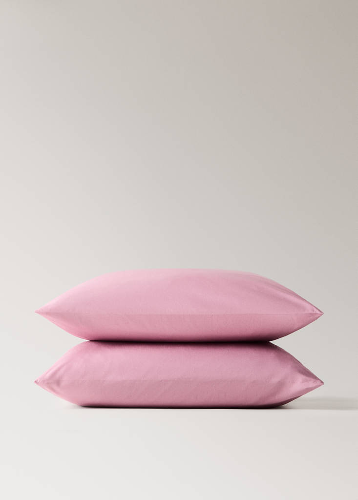 Two cotton percale pillowcases 60x60cm — Wine