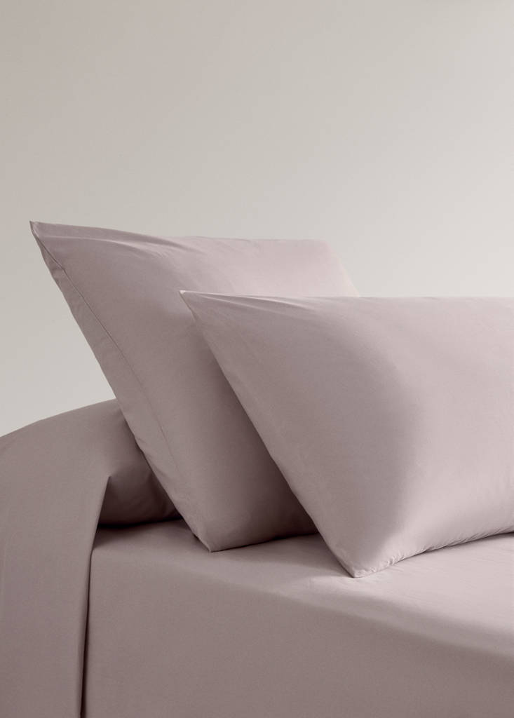 Two cotton percale pillowcases 60x60cm — Pale Pink