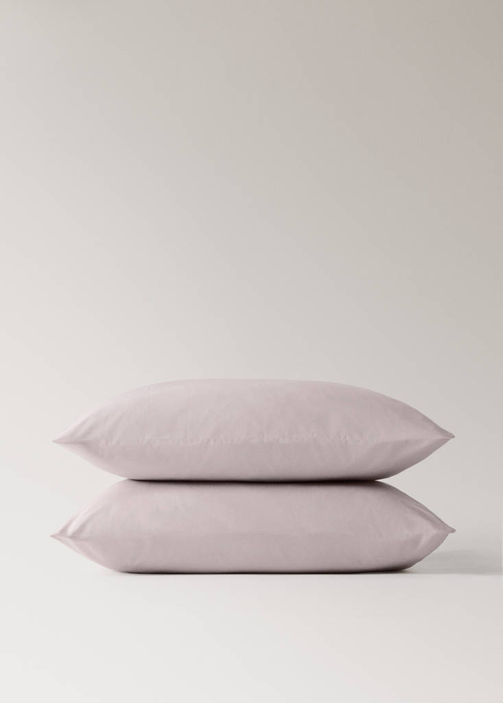 Two cotton percale pillowcases 60x60cm — Pale Pink