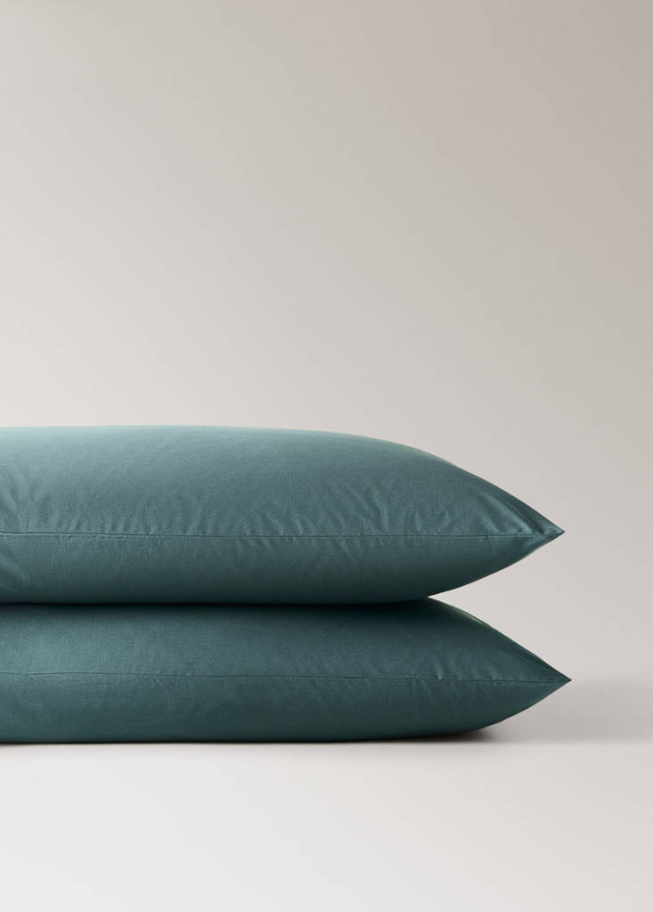 Two 200 thread count cotton percale pillowcases 50x75 cm — Green
