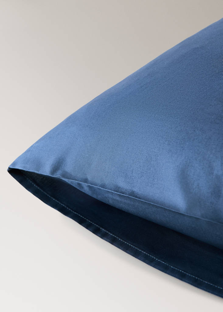 Two 200 thread count cotton percale pillowcases 50x75 cm — Indigo Blue