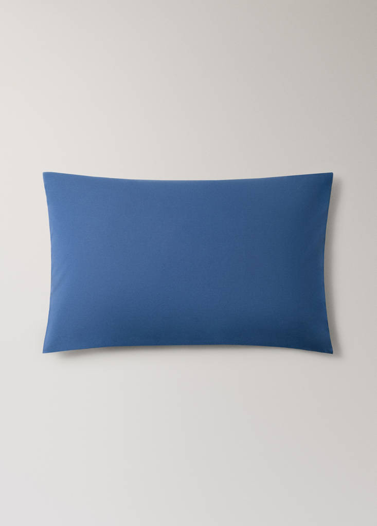 Two 200 thread count cotton percale pillowcases 50x75 cm — Indigo Blue
