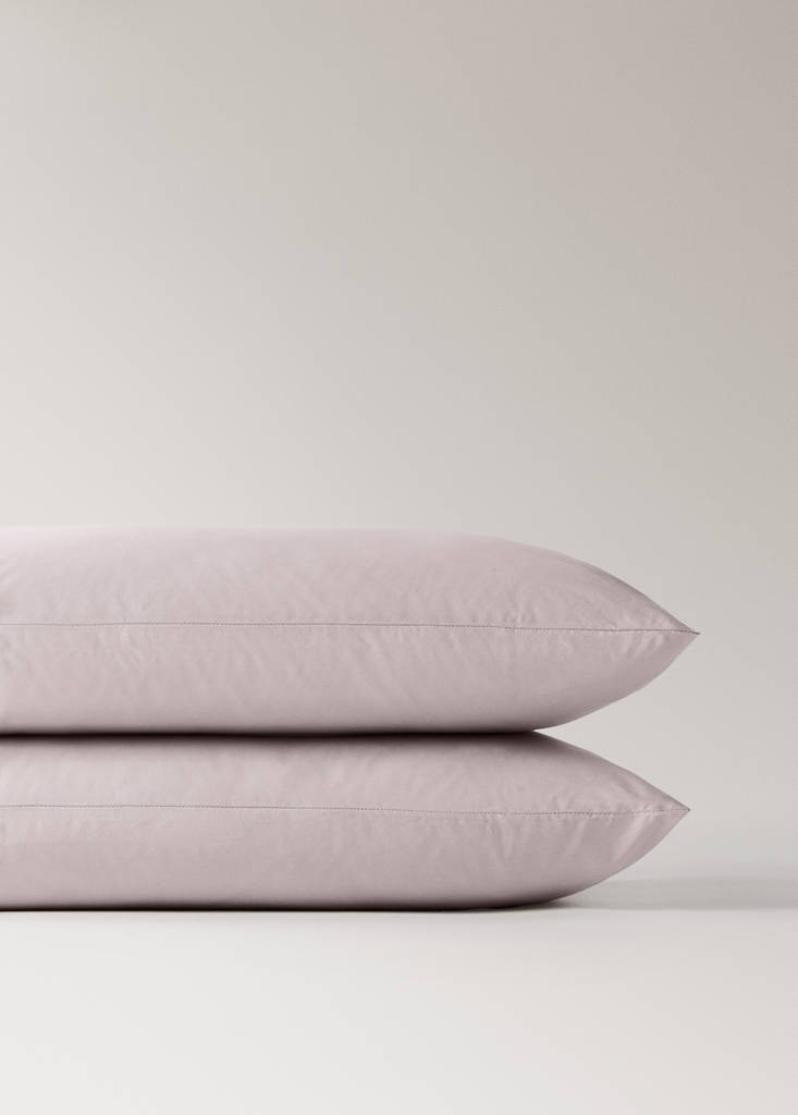 Two 200 thread count cotton percale pillowcases 50x75 cm — Pale Pink