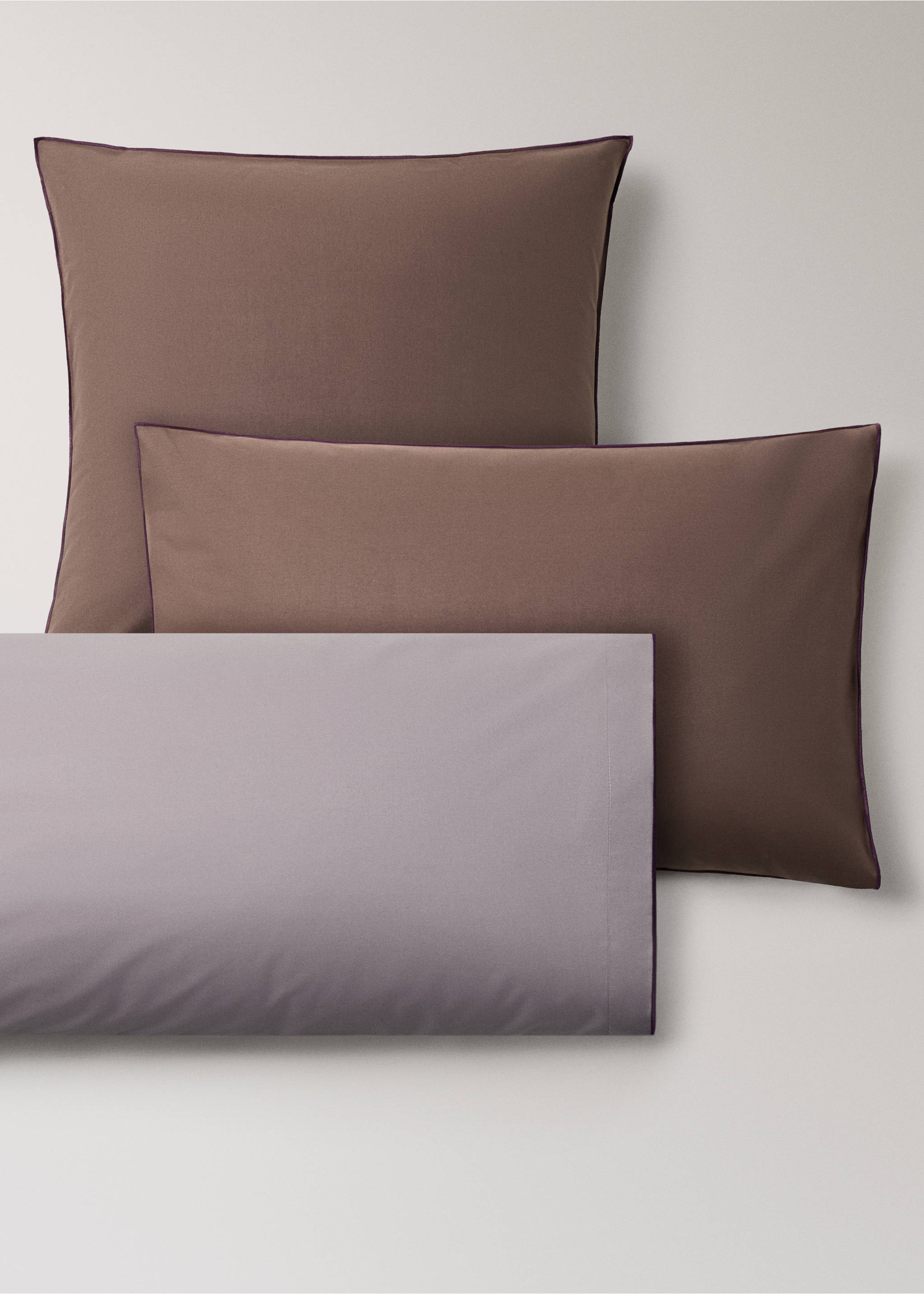100% cotton percale pillowcase 50x75 cm - Details of the article 3, Brown. Ref: 37022970-00.