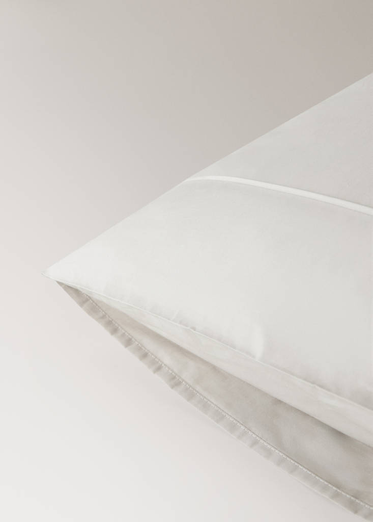 Two 300-thread-count percale cotton pillowcases with piping detail, 50 x 75 cm — Sand