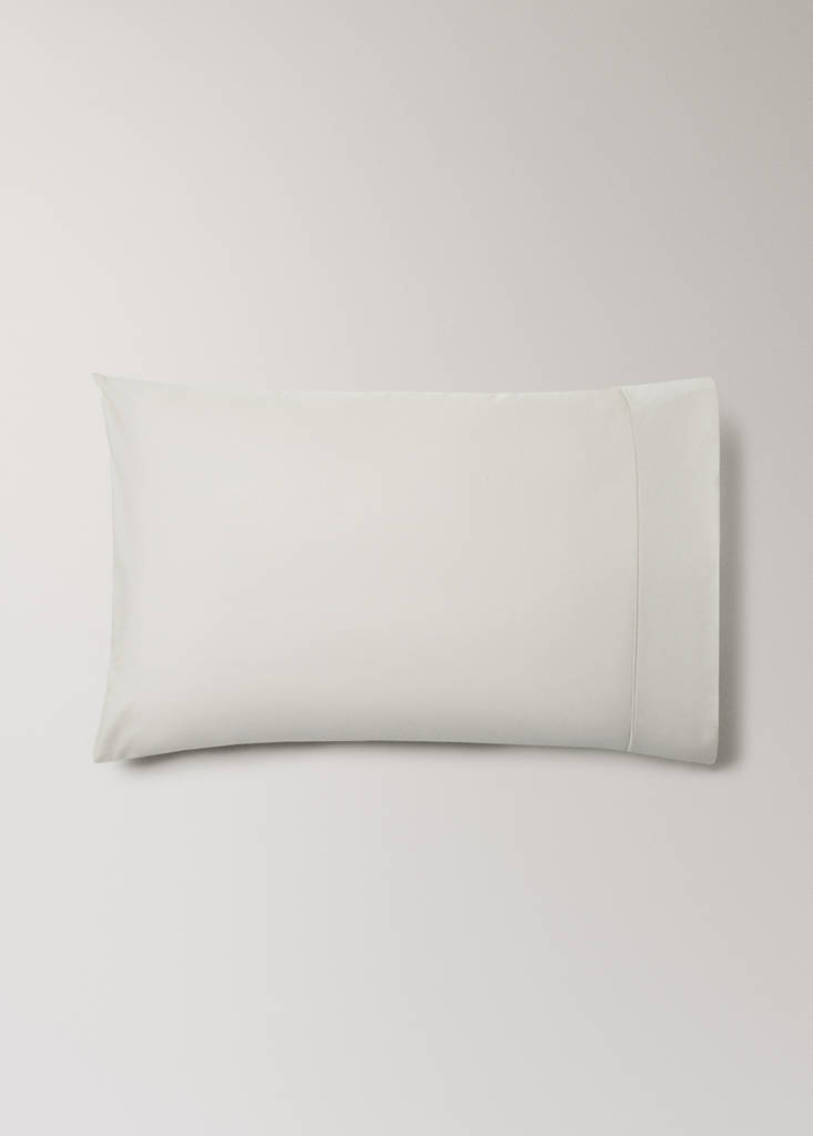 Two 300-thread-count percale cotton pillowcases with piping detail, 50 x 75 cm — Sand