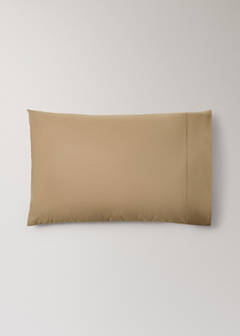 Two 300-thread-count percale cotton pillowcases with piping detail, 50 x 75 cm — Tobacco Brown 3