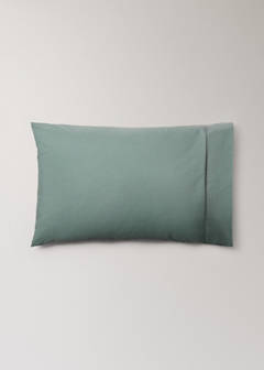 Two 300-thread-count percale cotton pillowcases with piping detail, 50 x 75 cm — Medium Green 4
