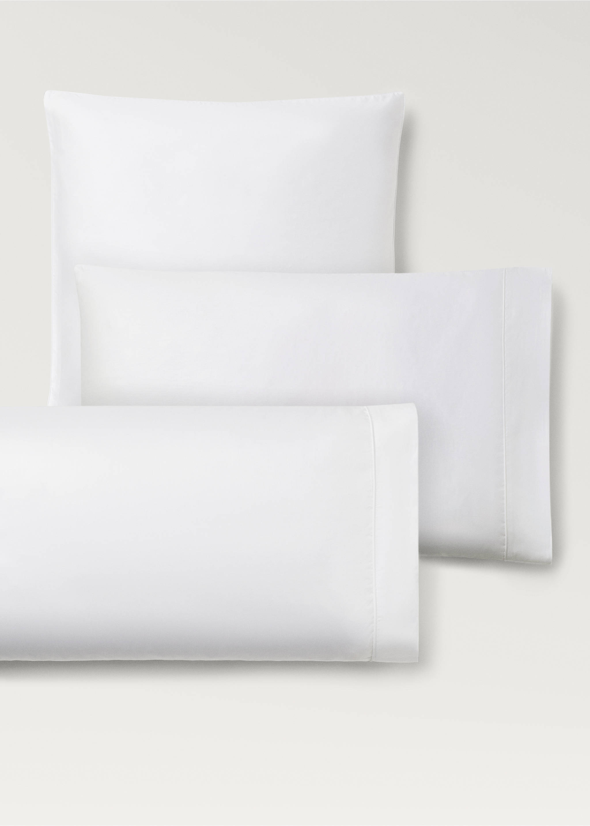 Two 600-thread cotton satin pillowcases 50x75 cm - Details of the article 4, White. Ref: 37022989-00.