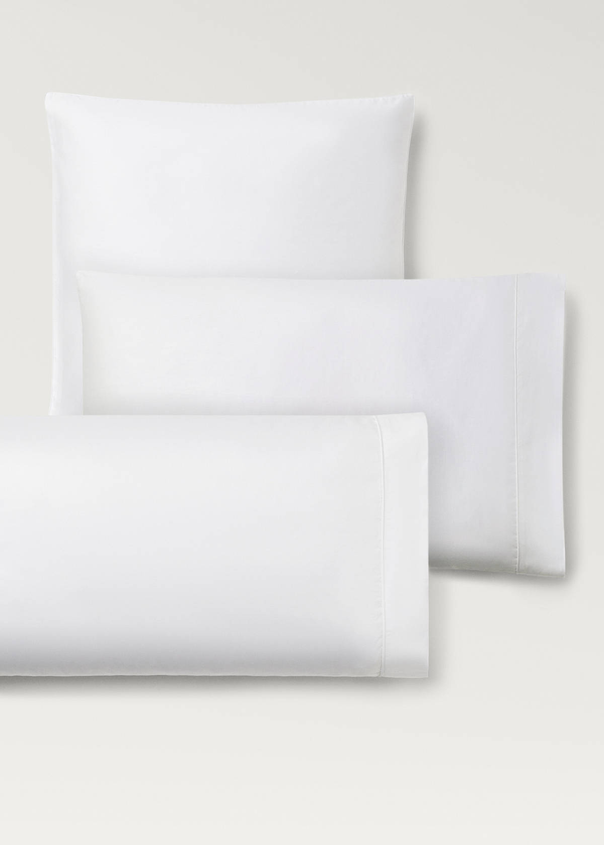 Two 600-thread cotton satin pillowcases 50x75 cm — White