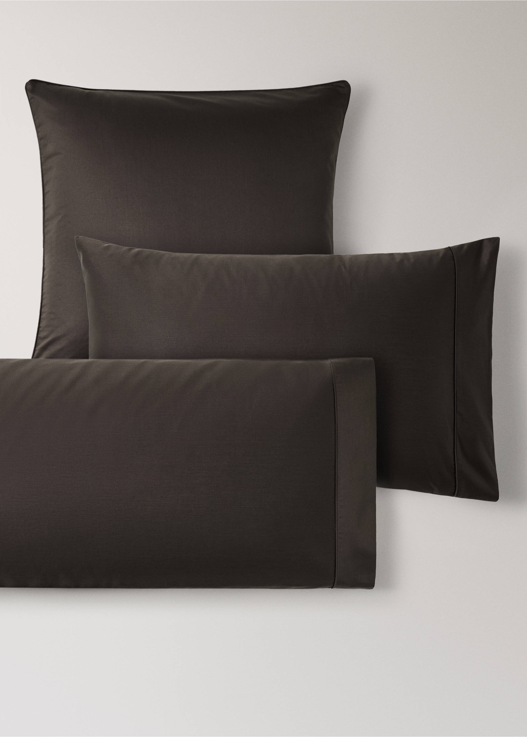 Deux taies d’oreiller coton satin 600 fils 50x75 cm - Détail de l'article 3, Marron. Ref: 37022989-00.