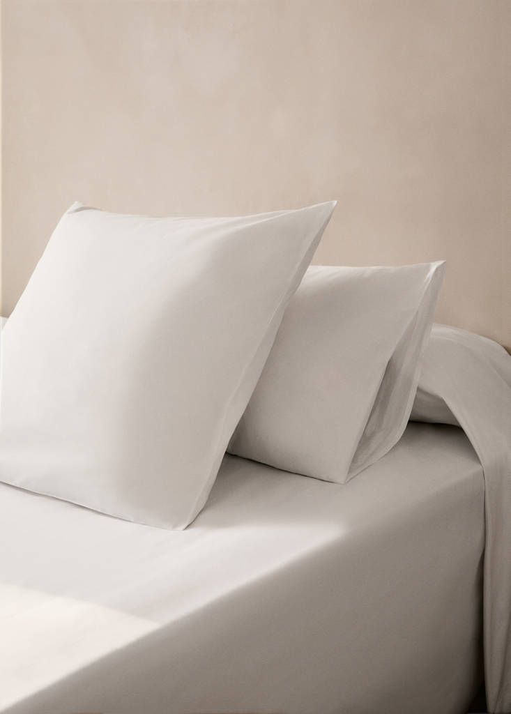 Two cotton percale pillowcases 60x60cm — White