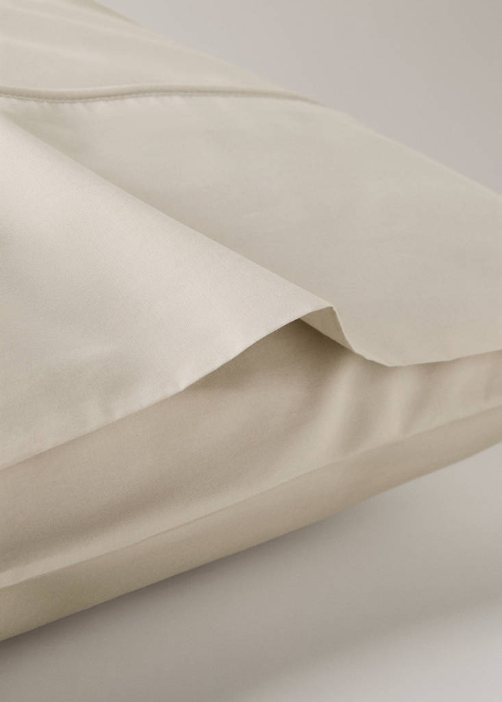 Two 500-thread count percale cotton pillowcases with piping finish 50x75 cm — Sand