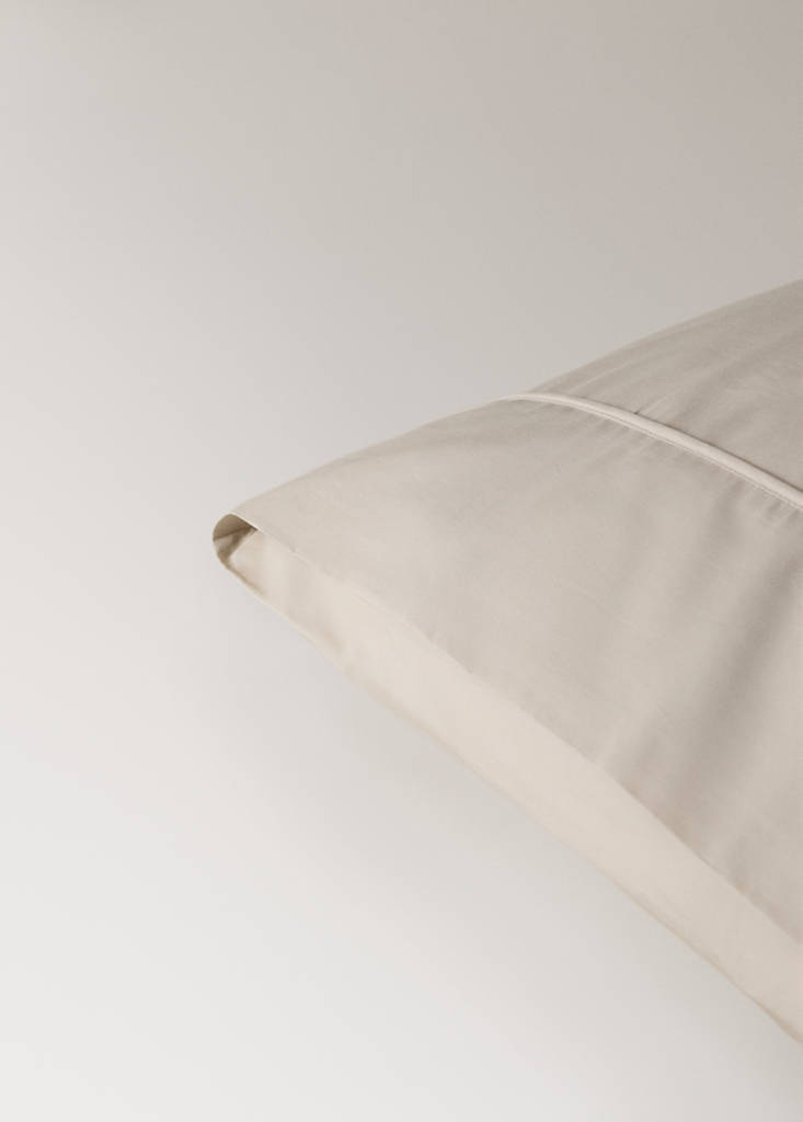 Two 500-thread count percale cotton pillowcases with piping finish 50x75 cm — Sand