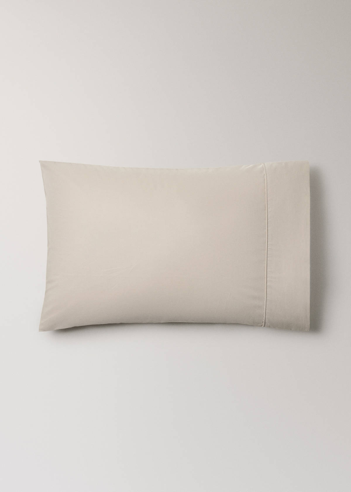 Two 500-thread count percale cotton pillowcases with piping finish 50x75 cm — Sand