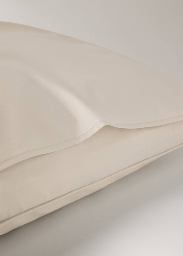 Two 500-thread count cotton percale pillowcases with piping finish 60x60 cm — Sand