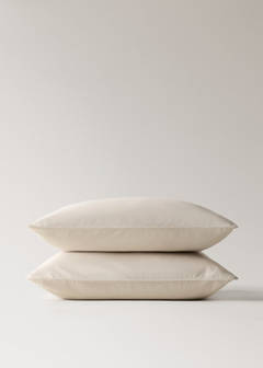 Two 500-thread count cotton percale pillowcases with piping finish 60x60 cm — Sand 4