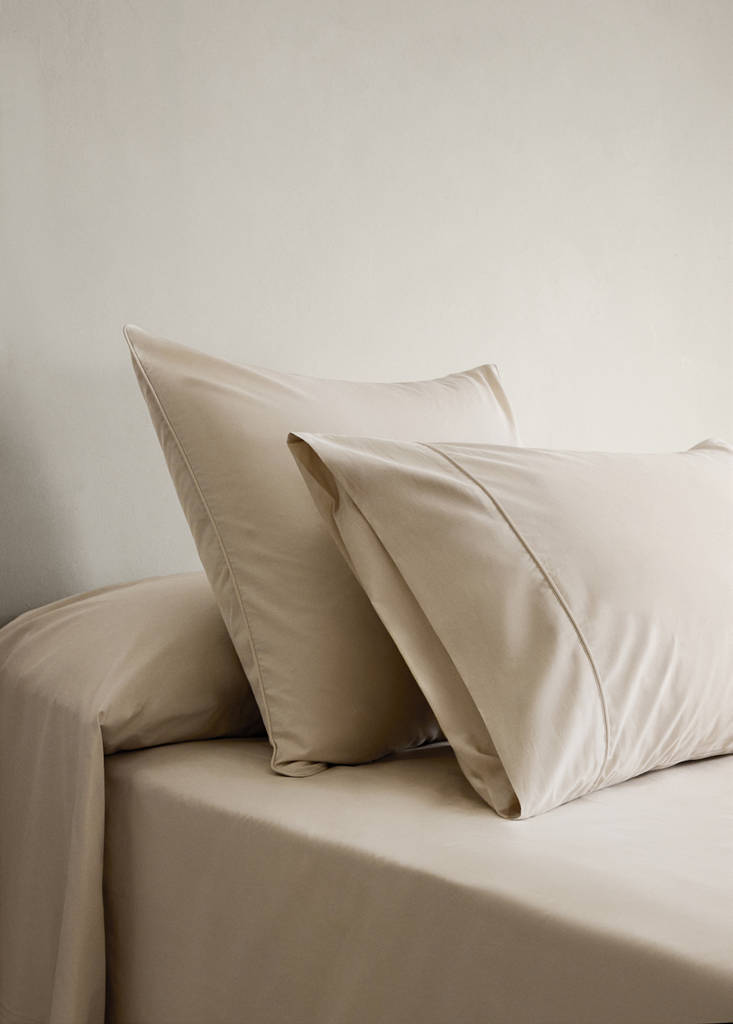Two pillowcases in 500-thread count percale cotton with piping finish 45x110 cm — Sand