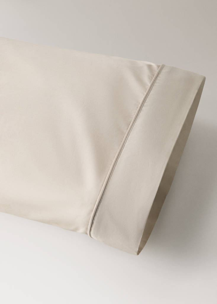 Two pillowcases in 500-thread count percale cotton with piping finish 45x110 cm — Sand