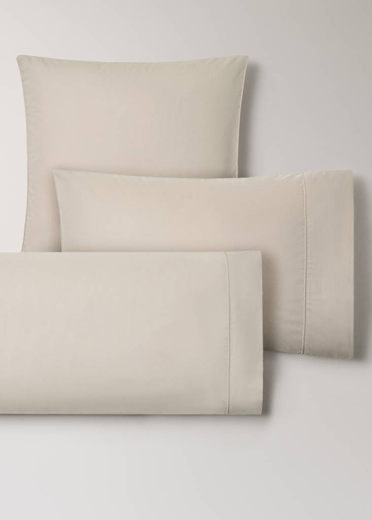 Two pillowcases in 500-thread count percale cotton with piping finish 45x110 cm — Sand