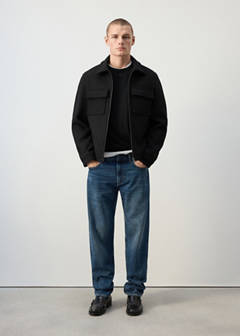 Wool blend bomber jacket with pockets — Black 2
