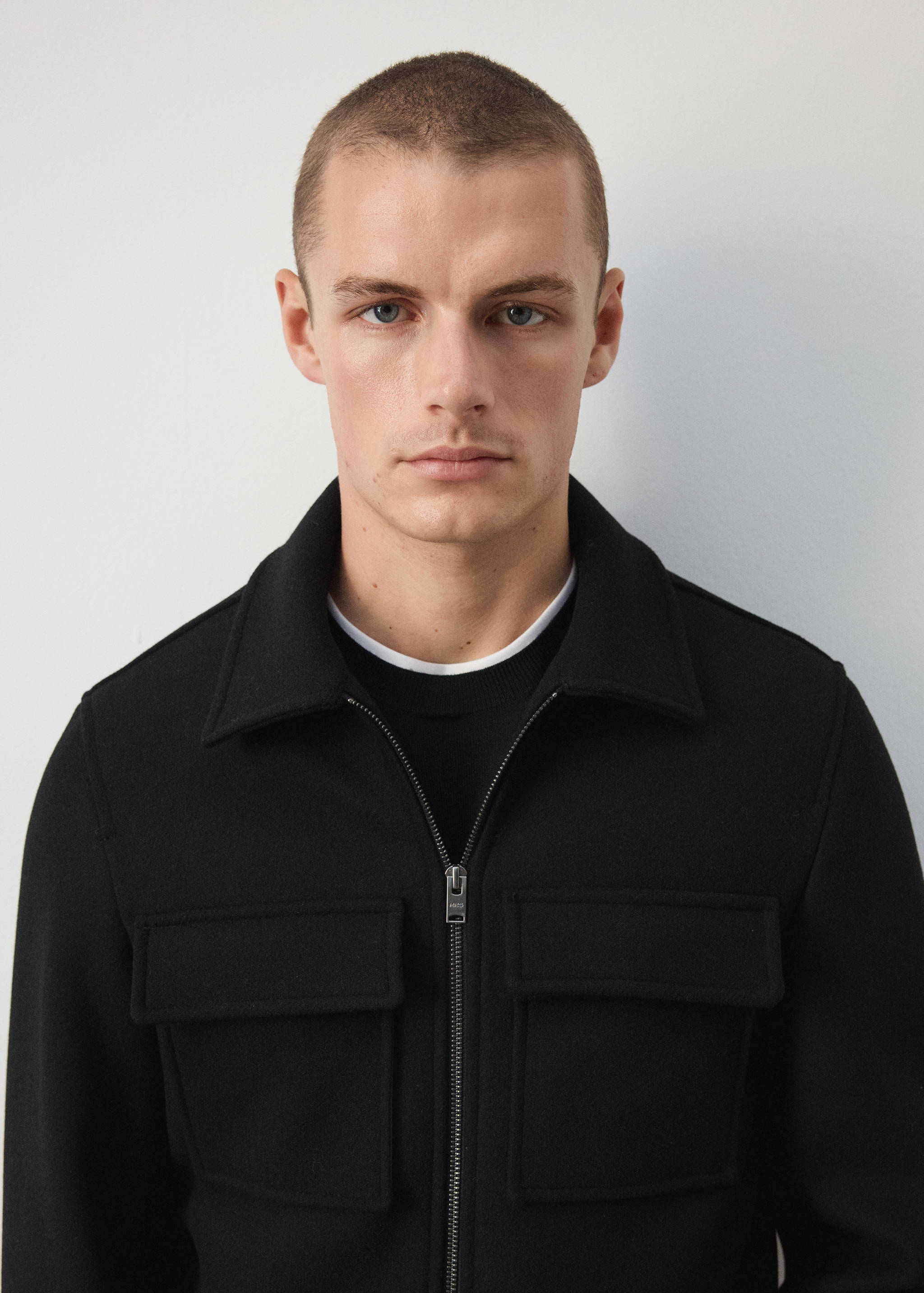 Wool blend bomber jacket with pockets - Details of the article 1